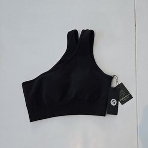 Black Women's New with tags sports bra off the shoulder size small.